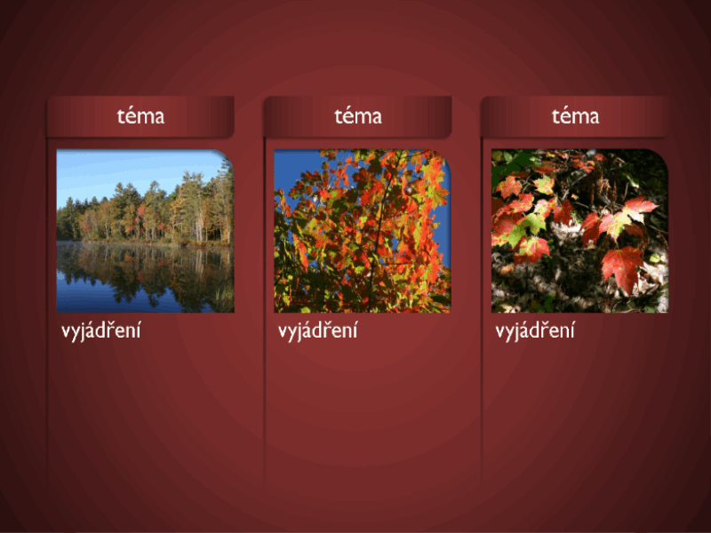 Obrázek SmartArt s obrázky na červeném pozadí