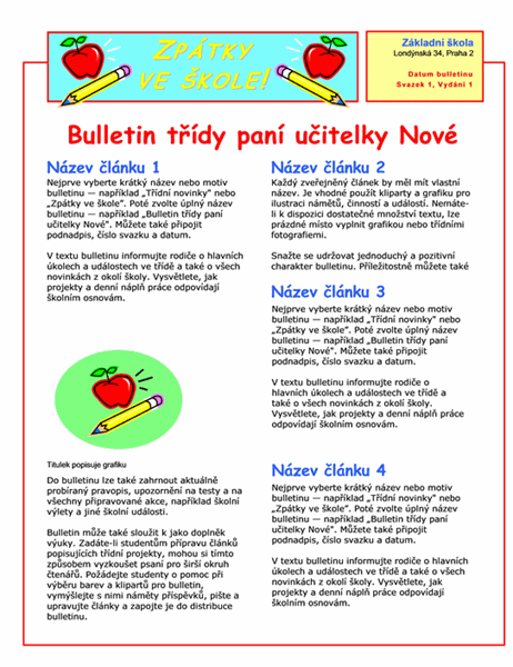 Bulletin třídy (2 sloupce, 2 listy)