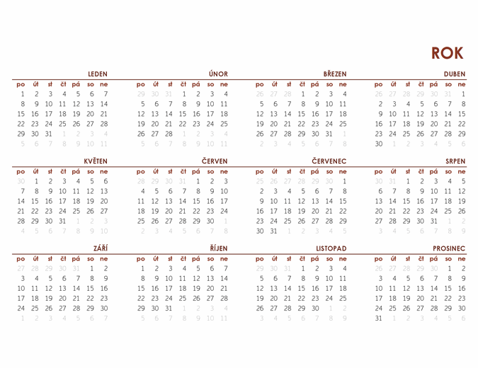 Globální kalendář na celý rok