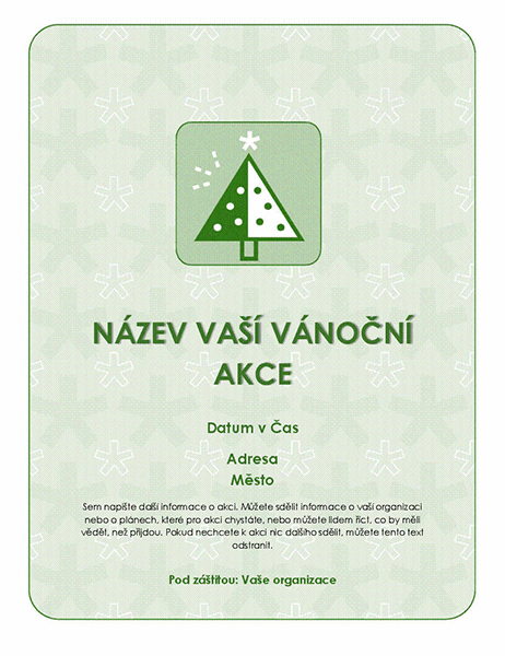 Leták o vánoční akci (se zeleným stromem)