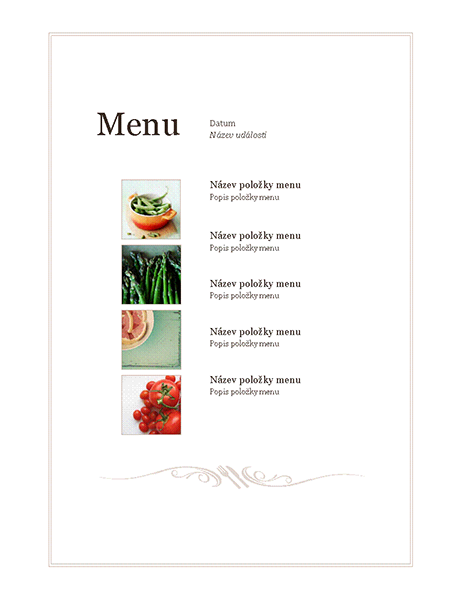 Menu události (jednoduchý návrh) Menu události (jednoduchý návrh)