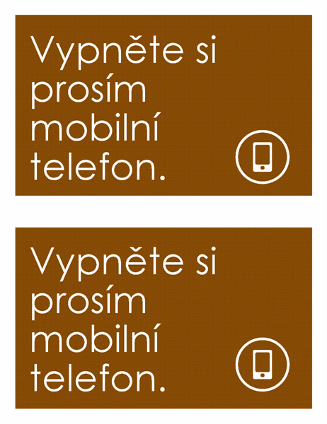 Oznámení o zákazu používání mobilních telefonů (2 na stránce)