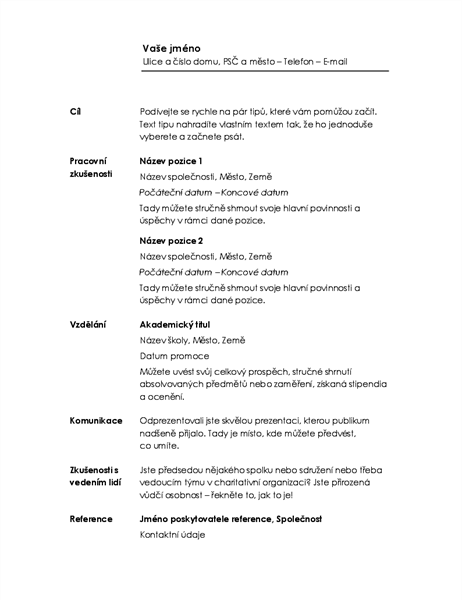 Chronologický životopis (minimalistický návrh) Chronologický životopis (minimalistický návrh)