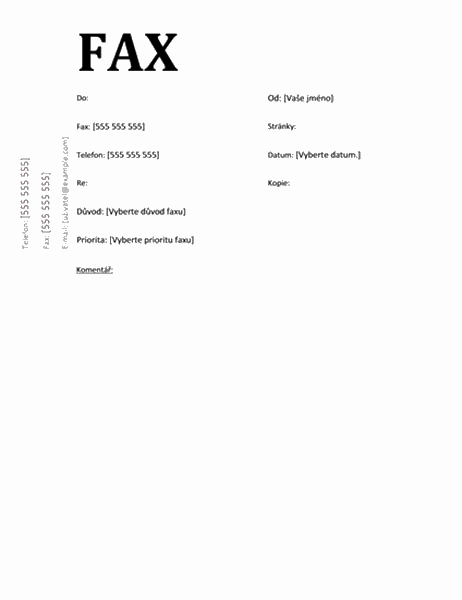 Titulní stránka faxu (akademický návrh)