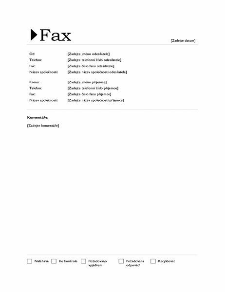 Titulní stránka faxu (motiv origin)