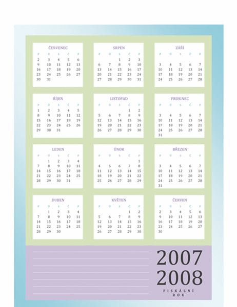 Kalendář fiskálního roku 2007–2008 (Po–Pá)