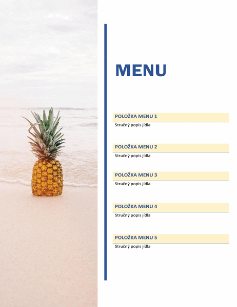 Slavnostní menu (motiv se sluncem a pískem) Slavnostní menu (motiv se sluncem a pískem)