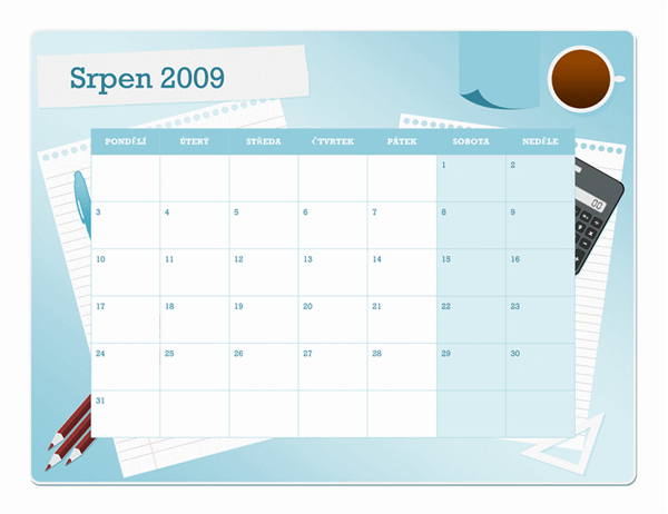 Kalendář akademického roku 2009–2010 (srpen–srpen, pondělí–neděle)