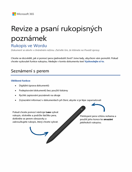 Výukový program Pero pro Surface ve Wordu