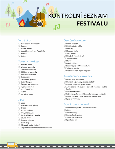 Kontrolní seznam festivalu