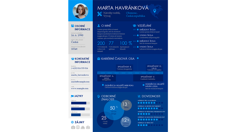 Profesionální životopis s časovou osou – infografika Profesionální životopis s časovou osou – infografika