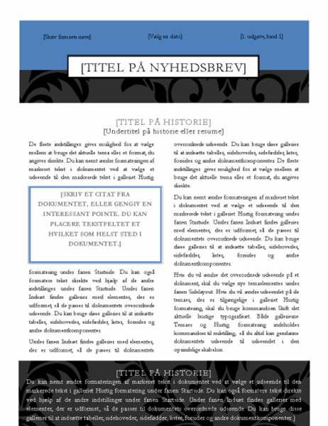 Nyhedsbrev (designet Sort slips)