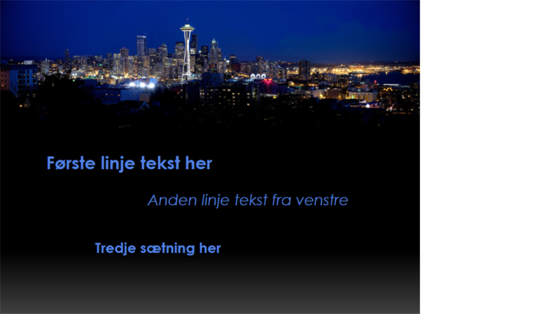 Animerede billedtekster, der bevæger sig og skifter farve over Seattles skyline Animerede billedtekster, der bevæger sig og skifter farve over Seattles skyline