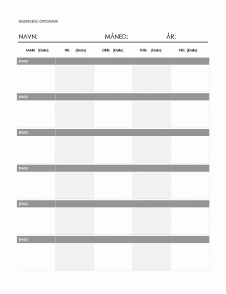 Ugentlig opgavekalender