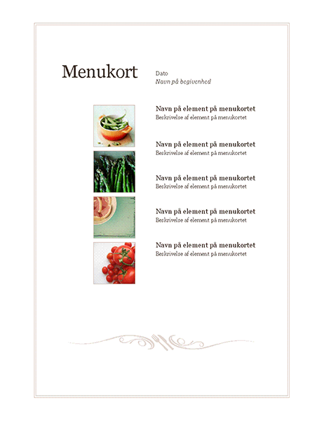 Menukort for begivenhed (Simpelt design) Menukort for begivenhed (Simpelt design)