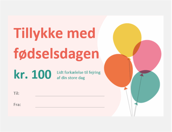 Fødselsdagsgavekort med balloner 