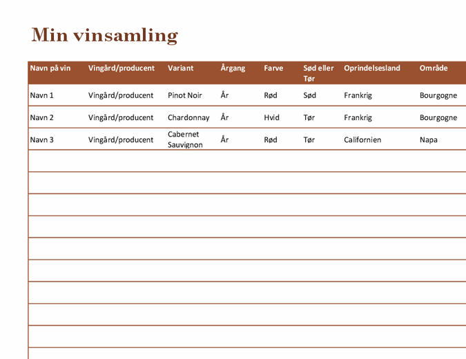 Liste over vinsamling