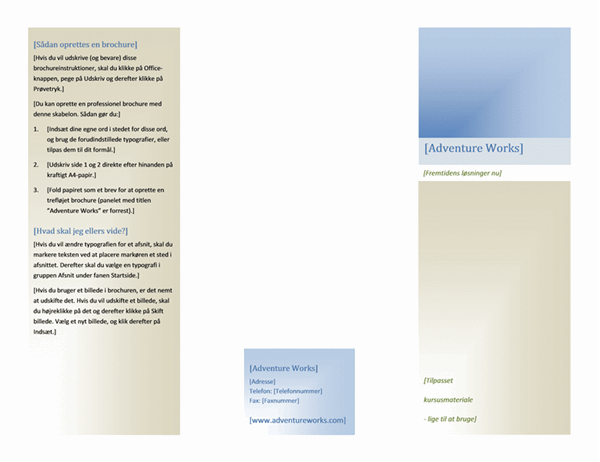 Brochure (8 ½" x 11", liggende, bukkes 2 gange)