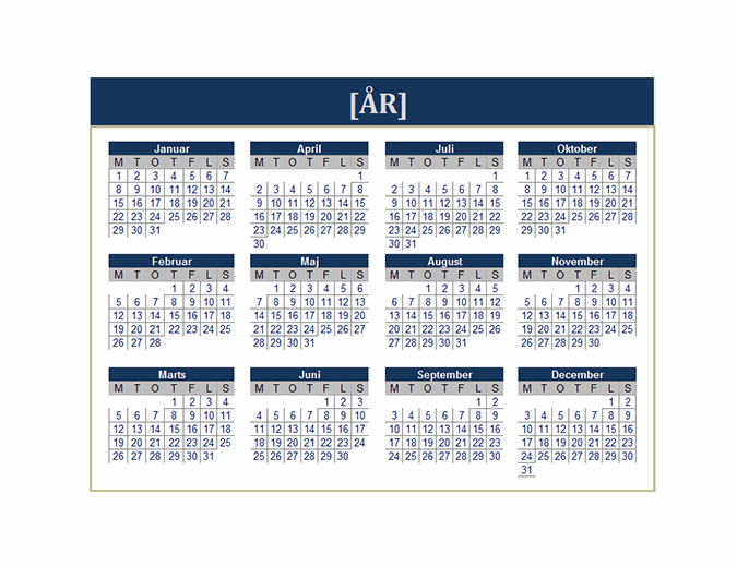 Kalender (hvilket som helst år)