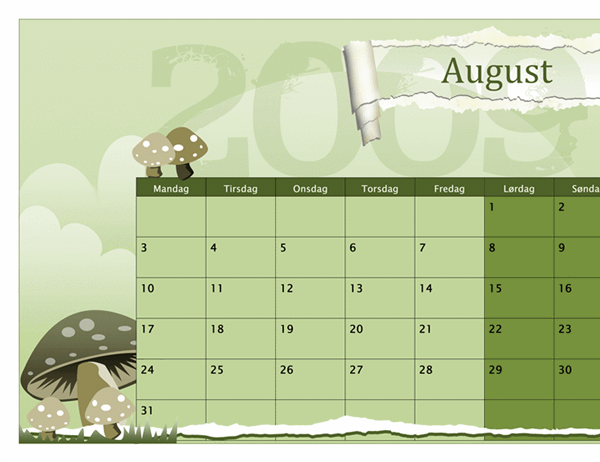 Kalender for skoleåret 2009-2010 (aug-aug, man-søn)