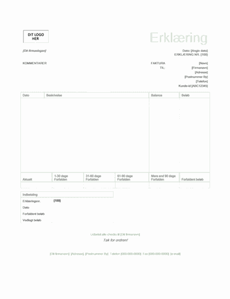 Faktureringsopgørelse (designet Grøn)