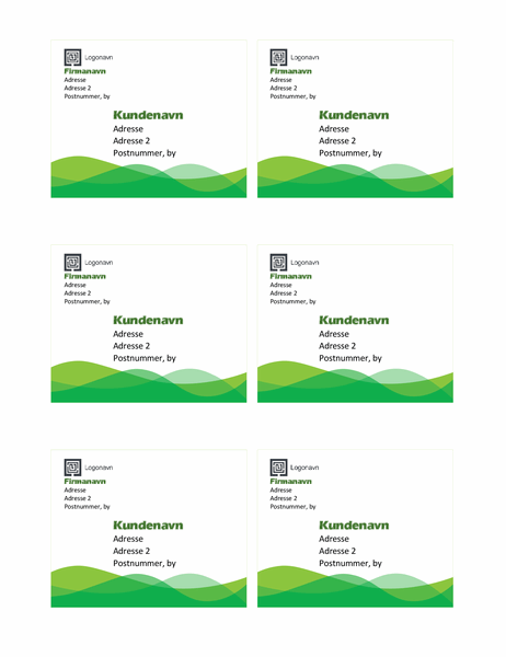 Forsendelsesmærkater (design med grøn bølge, seks pr. side)