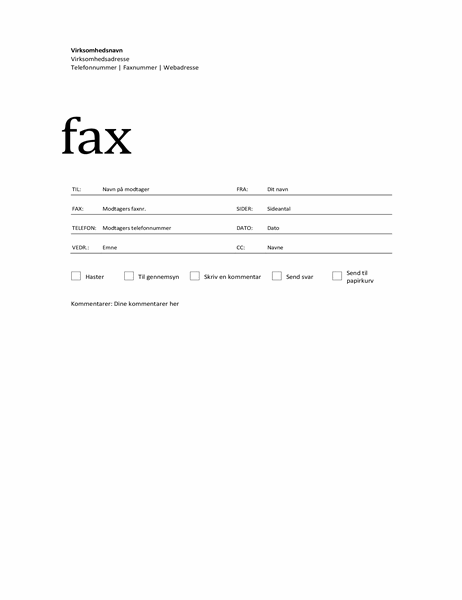 Faxforside (professionelt design)