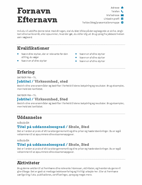 Afbalanceret CV (Moderne design)