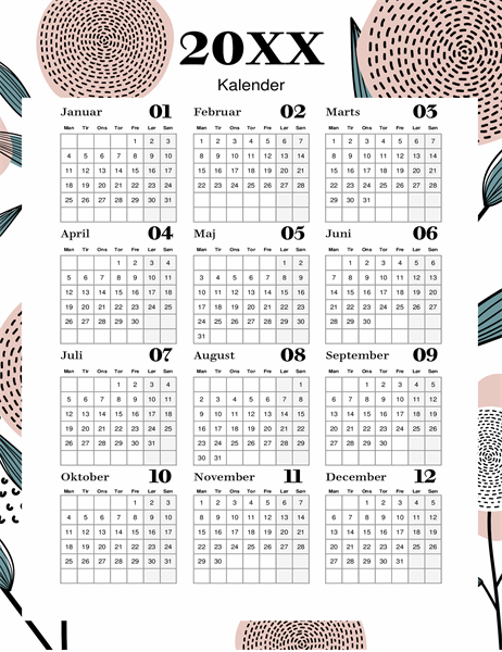 Moderne blomsterkalender