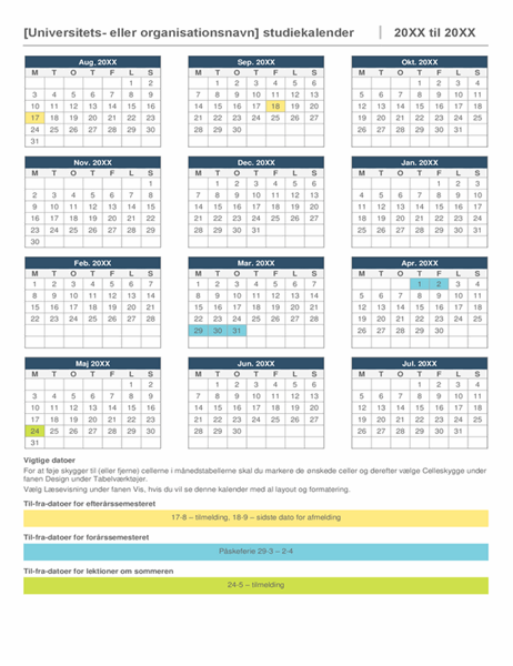 Kalender for studieåret