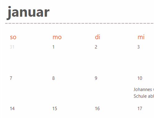 Registerkarten ewiger Kalender (weiß) Registerkarten ewiger Kalender (weiß)