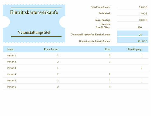 Tracker für Eintrittskartenverkäufe Tracker für Eintrittskartenverkäufe
