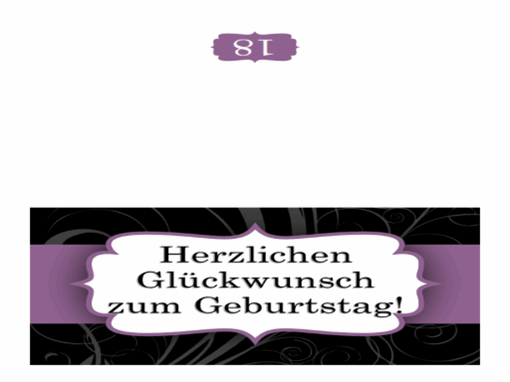 Geburtstagskarte (im Design "Lilafarbenes Band", Mittelfaltung)