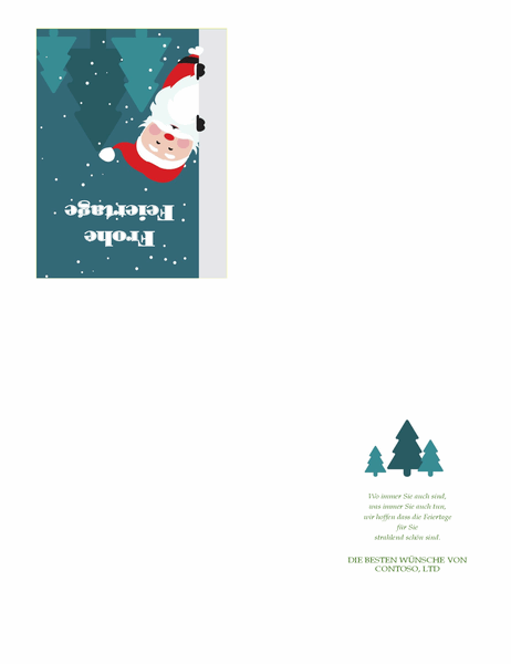 Festtags-Grußkarte für Kunden (mit Weihnachtsmann, Dreifalz, Größe: A2)
