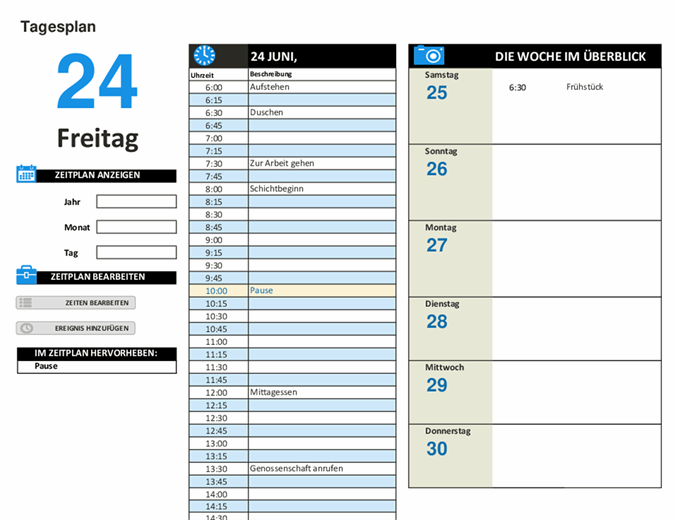 Tagliche Aufgabenplanung