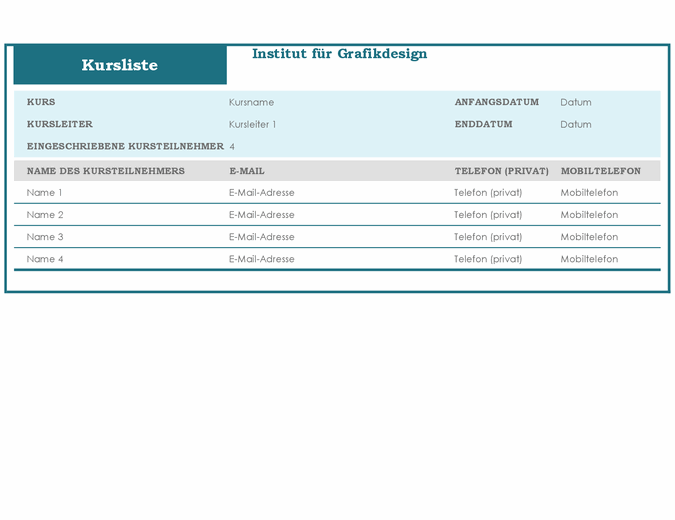 Telefonliste Vordruck - Excel Vorlagen Kostenlos Download ...