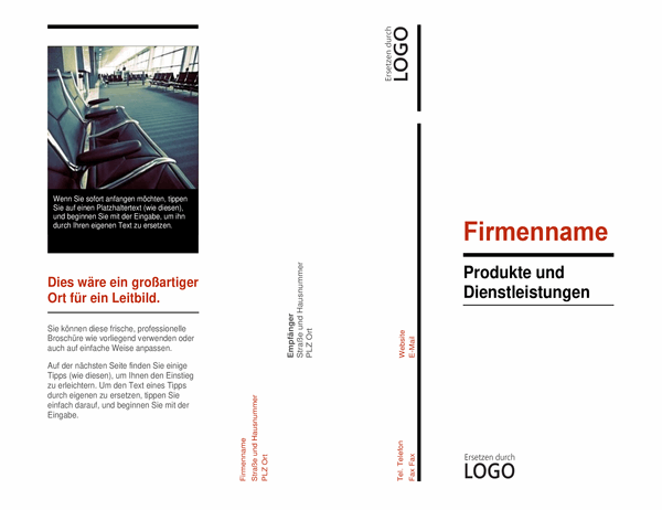 Dreifach gefaltete Broschüre (Design "Rot und Schwarz")
