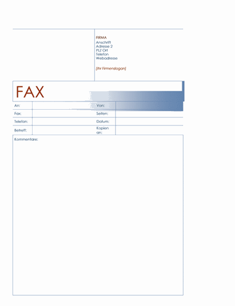 Faxdeckblatt (Blaues Design)