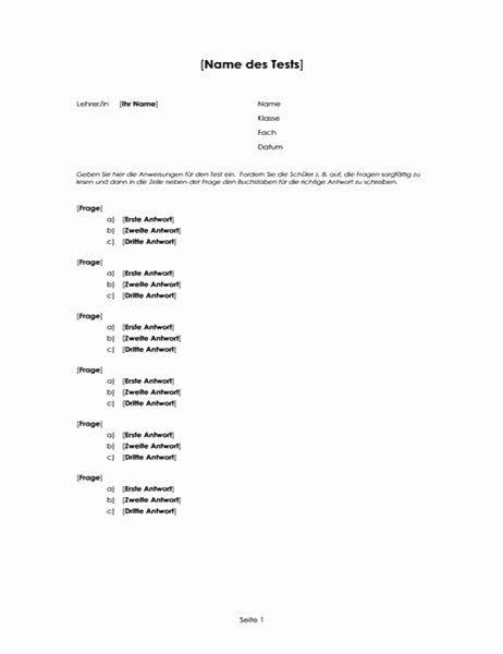 Multiple Choice Test 3 Antworten