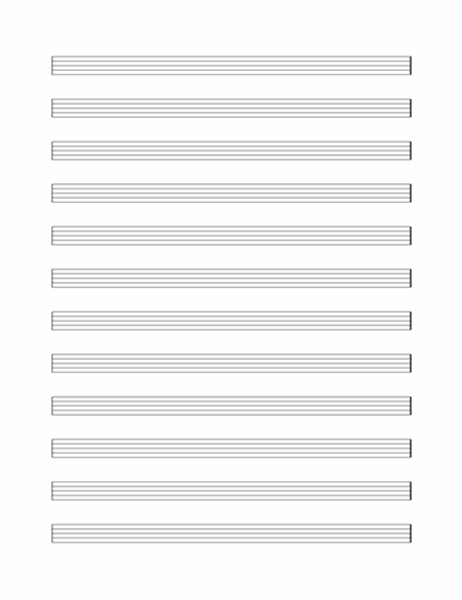 Notenpapier ohne Schlüssel (12 Zeilen pro Seite)