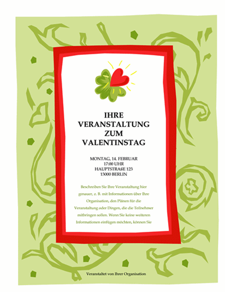 Flyer für Veranstaltung zum Valentinstag