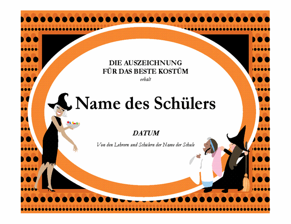 Auszeichnung für bestes Halloween-Kostüm Auszeichnung für bestes Halloween-Kostüm