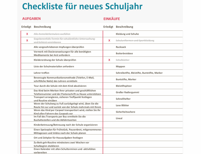 Checkliste Hochzeitsvorbereitung