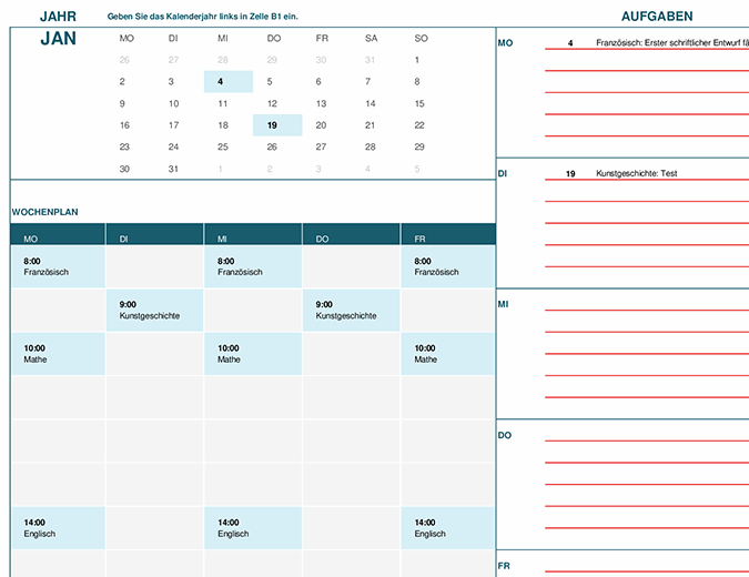 Schul- und Studiumskalender (Mo)