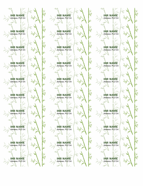 Etiketten für Rücksendeadressen (Bambus, 30 pro Seite, geeignet für Avery 5160)