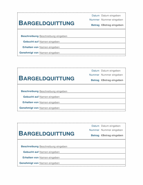 Bargeldquittung (3 pro Seite)