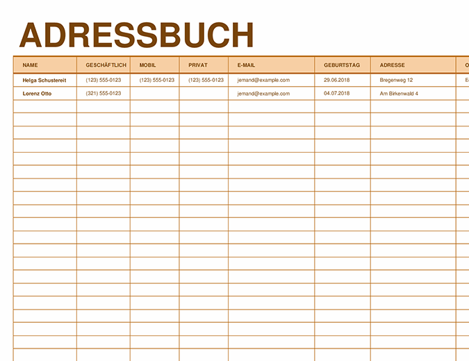 Telefonliste Adressbuch Vorlage Pdf : Office 2003 Handbuch ...