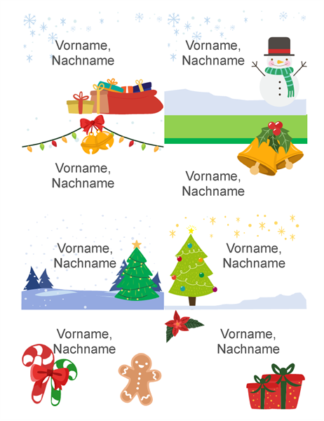 Weihnachtliche Namensschilder (8 pro Seite, Geist-der-Weihnacht-Design, für Avery 5395 und ähnliche) Weihnachtliche Namensschilder (8 pro Seite, Geist-der-Weihnacht-Design, für Avery 5395 und ähnliche)