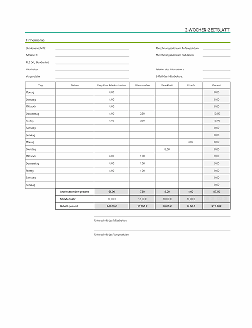 Arbeitszeittabelle Fur Mitarbeiter Wochentlich Monatlich Jahrlich