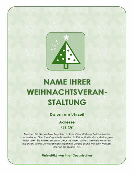 Weihnachtsparty-Handzettel (mit grünem Baum)